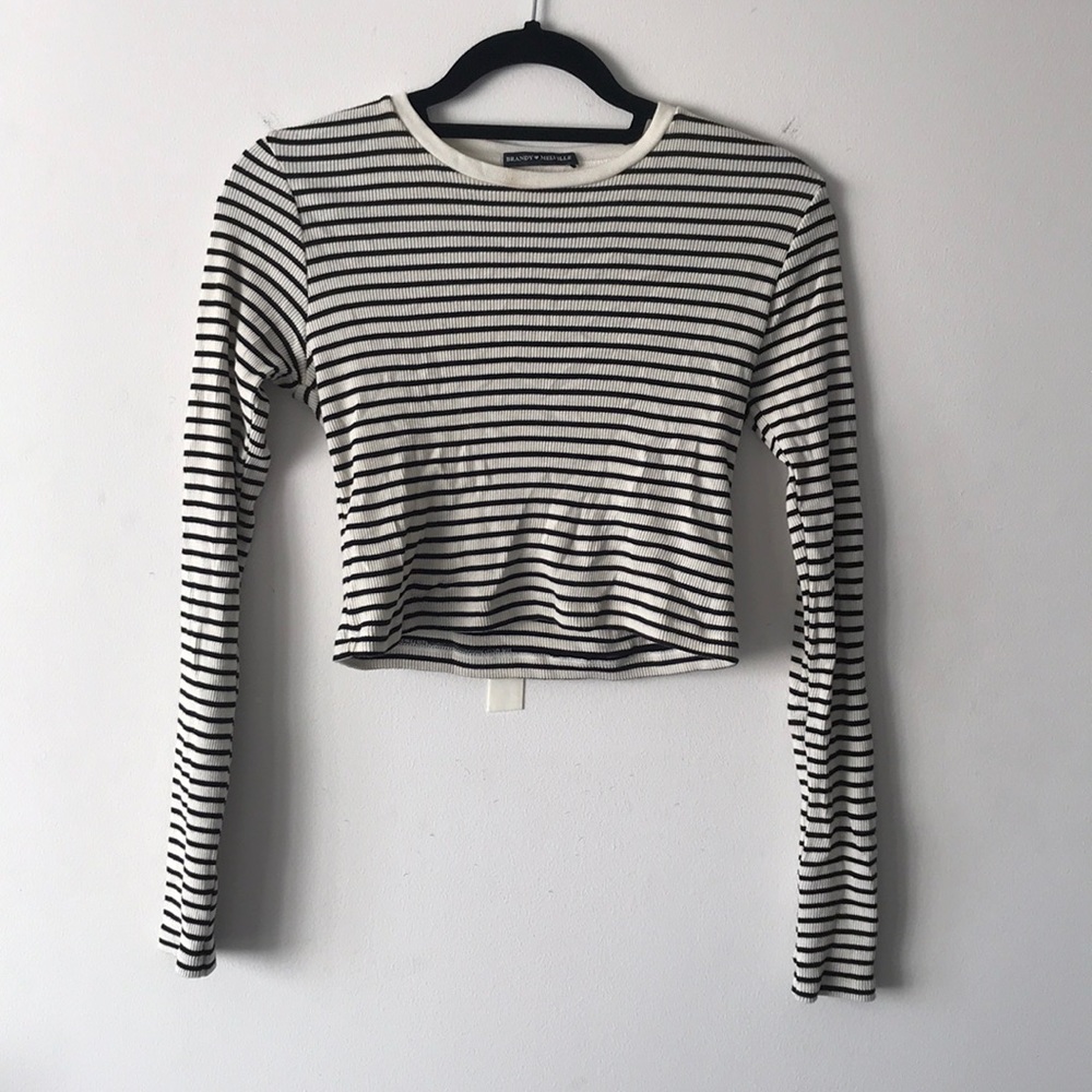 Brandy Melville Striped Long Sleeve Crop T-Shirt